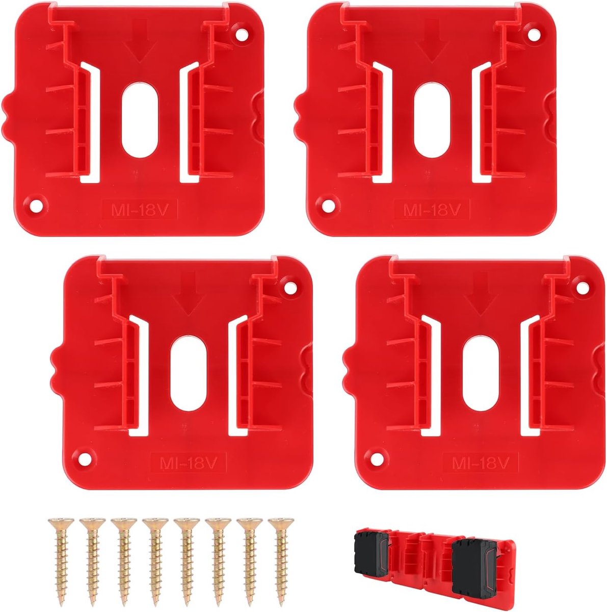 Batterijhouders Set - Accu Opslag - Werkplaats Organisatie - Stevige ABS Constructie - 10x9.5x2.7cm - Rood