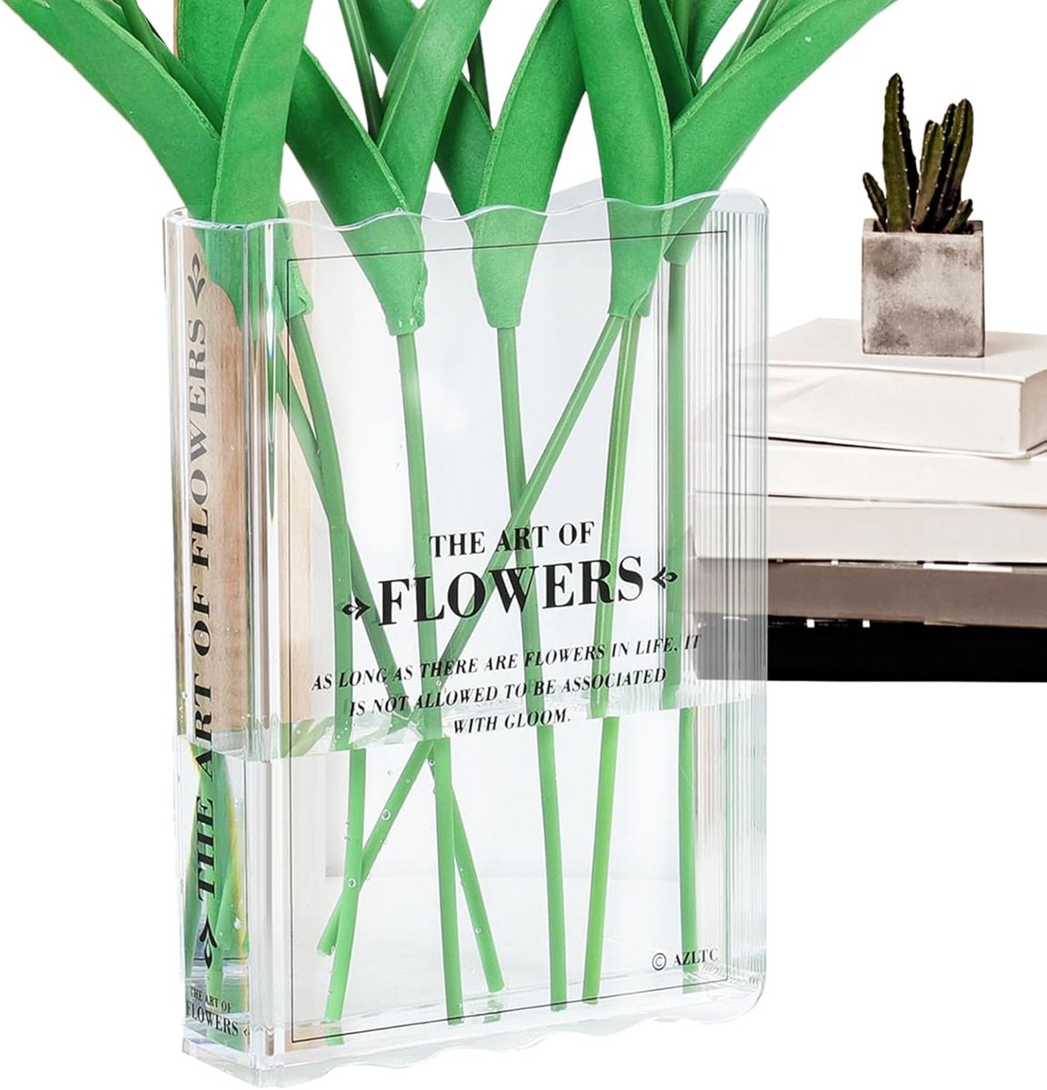 Boekenvaas Bloemen - Decoratieve Vaas - Bloemen Presenteren - Uniek Boek Ontwerp - 23.9 x 16.5 cm - Transparant
