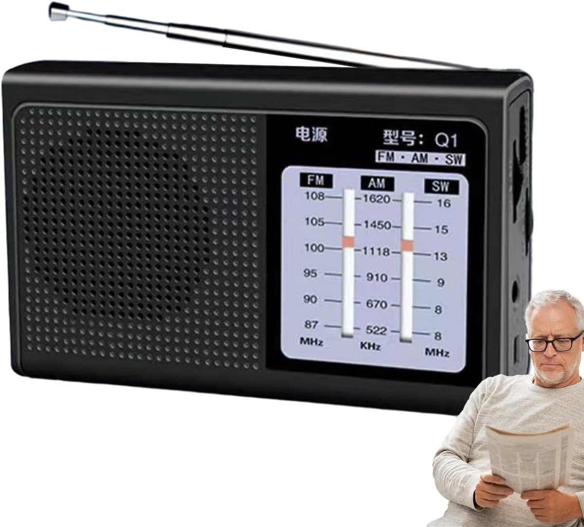 Draagbare Radio - Noodradio AM FM - Kamperen en Buiten - Koptelefoon Aansluiting Stereo