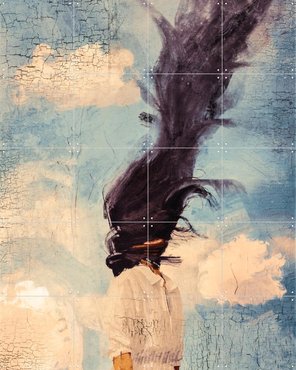 IXXI Smokey Head, Vineet Suresh - 80 x 100 cm - Gratis ophangtool - Grote wanddecoratie en posters - Abstract, Surrealisme, Kwaststreken, Digitale
