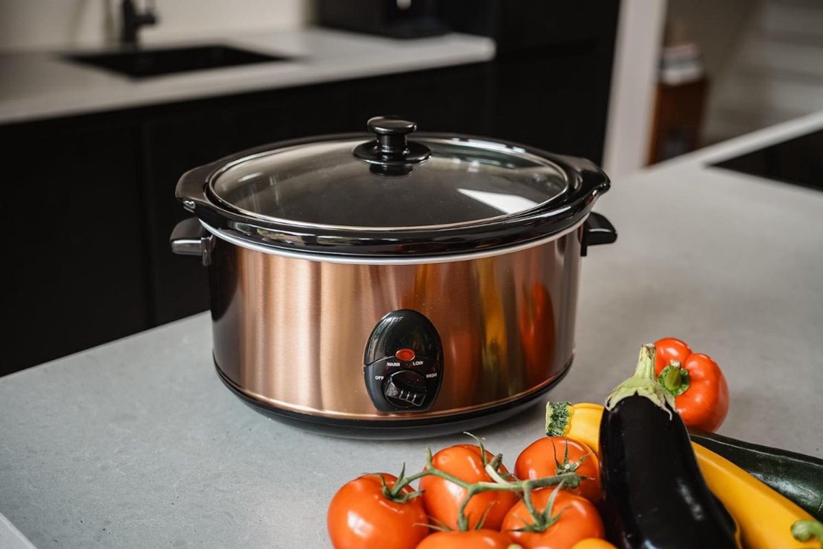 SAVI® Slowcooker met Timer - Crockpot - Stoompan - Uitneembare Binnenpan - Koper- 34cm x 44cm x 25cm – foto 3