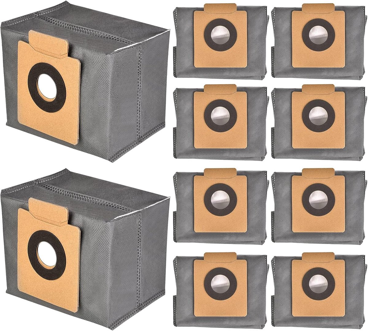 10-delige Stofzuigerzakken Set - Geschikt voor Eufy Clean X8 Pro & X10 Pro Omni - Met Actieve Kool & Anti-Geur Technologie - 4-Laags Filtratie - 99.9% Stofopvang - Grijs - Luxe Reservezakken