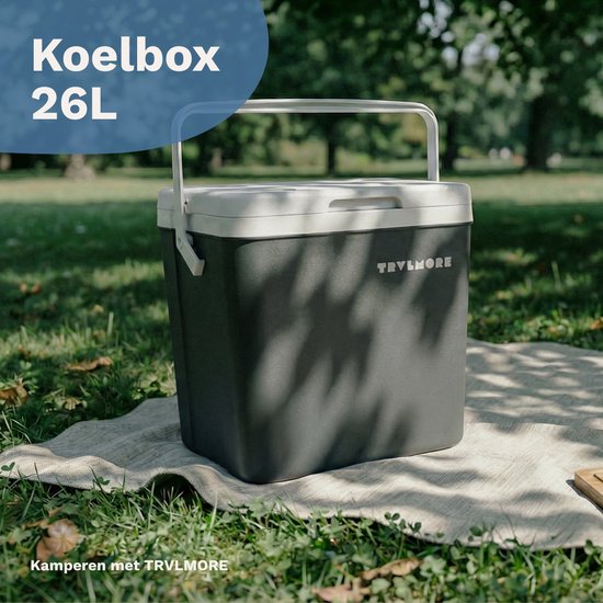 TRVLMORE Koelbox 26L - 65 Uur Koeling - Frigobox - Inclusief 2 Koelelementen - Antraciet van Merkloos — afbeelding 2