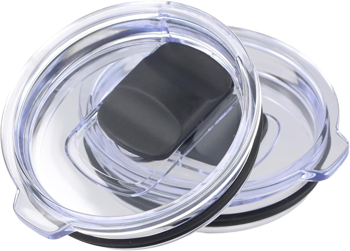 Reserve Deksel - Herbruikbaar Deksel - Spatwaterdicht Reizen - Magnetische Schuifsluiting - 9cm Opening - Transparant Zwart