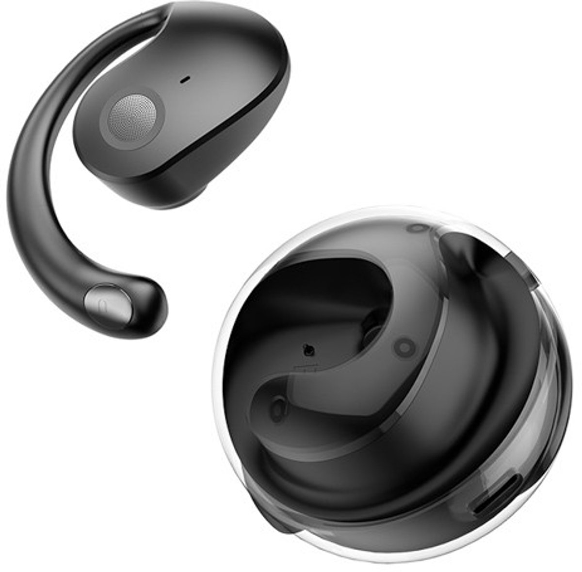OWS Premium Sport Oordopjes – Deep Bass & Hi-Fi Stereo – Luxe Metalen Case – Bluetooth 5.3 – Open-Ear – 30u Batterij – Zwart