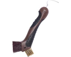 Hoefkrabber Borstel - Paardenverzorging Tool - Onderhoud Hoef - Antislip Handvat - 21.8 cm - Walnoot