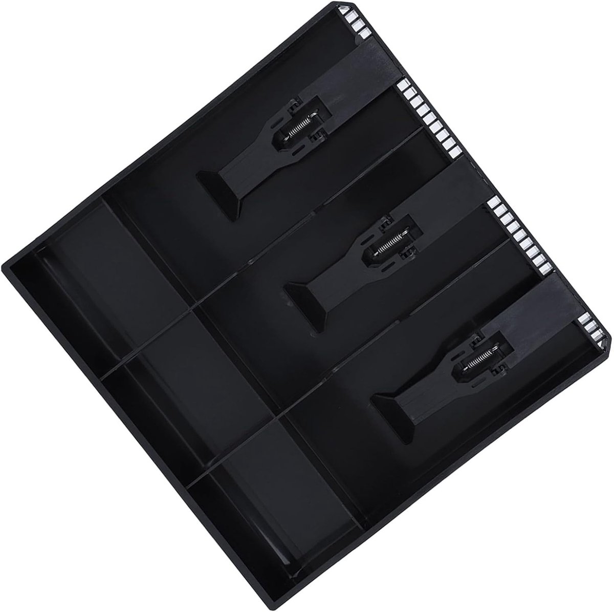 Kassa Inzetbak - Geldlade Organizer - Geld Sorteren - Stevige Veerclips - 24.5 x 24.5 cm - Zwart