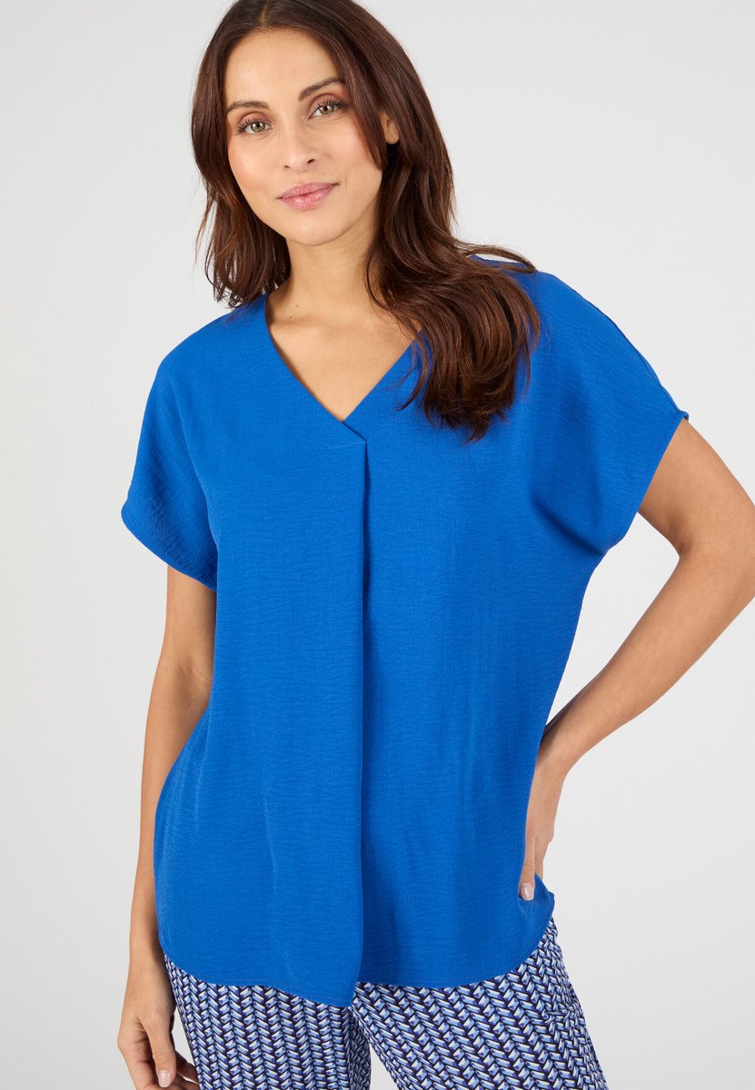 Damart - Blouse satijnen reliëf - Dames - Blauw - 44