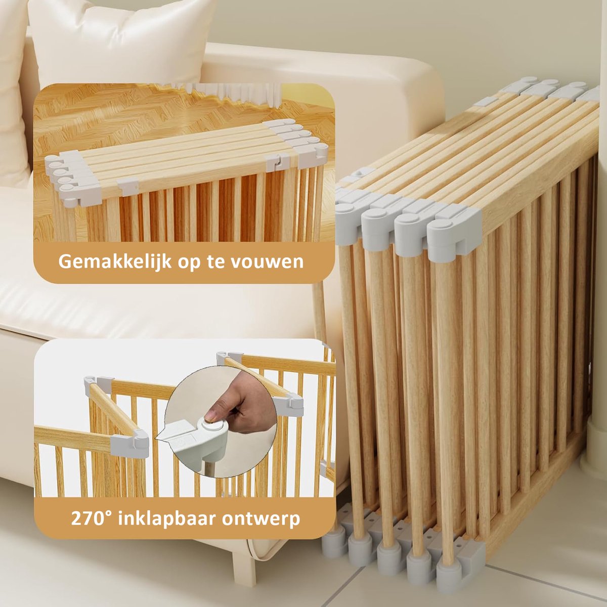 Grote grondbox inklapbaar hout 172×172 cm – Grondbox opvouwbaar met deurtje incl. zuignappen – Stevig- 8 Panelen van 80 cm — cadeau in Cadeau-ideeën - foto 5