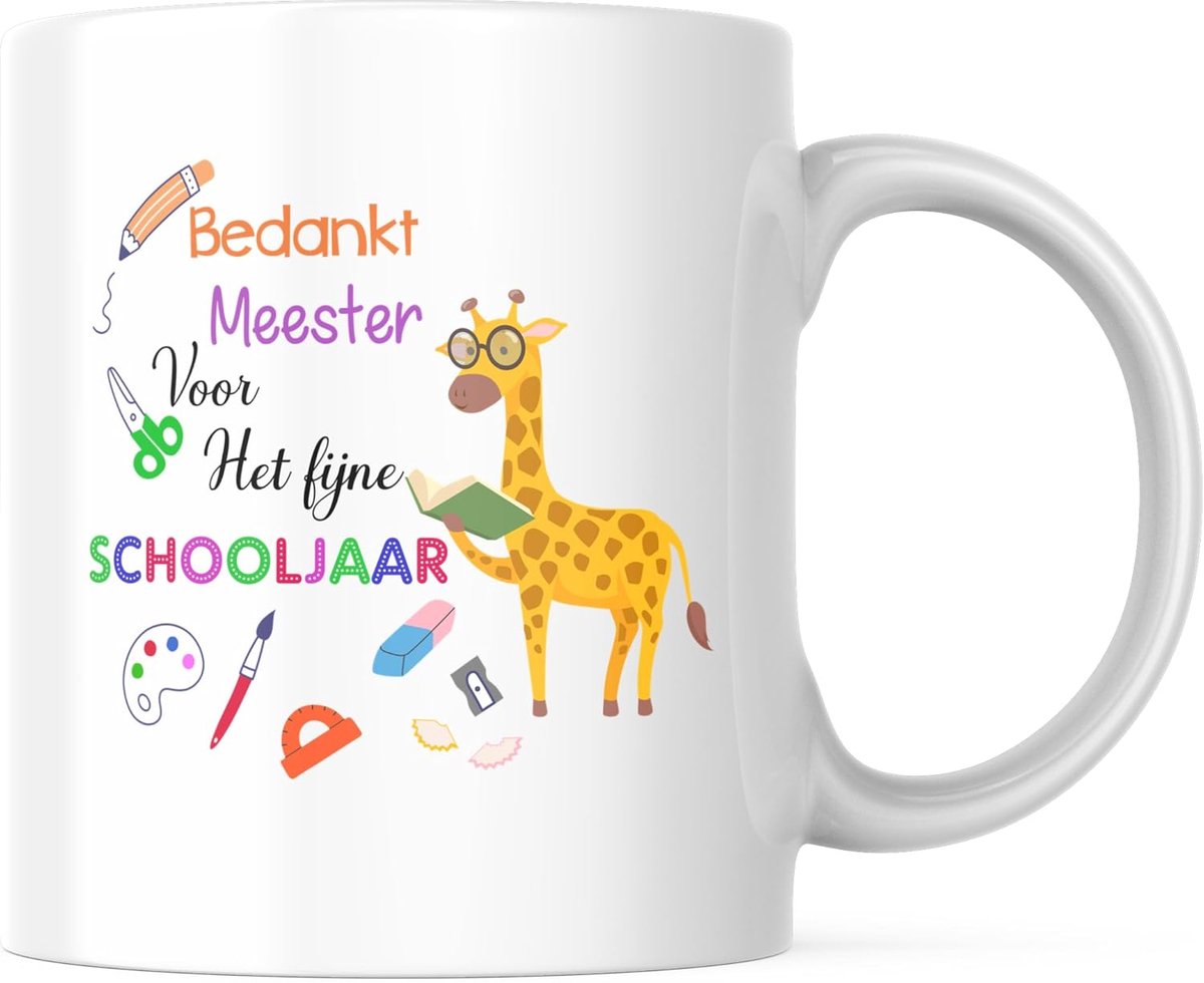 Bedankt Meester Mok - Cadeau Mok - Eindejaarsgeschenk - Charmant Giraf Ontwerp - 11oz 330ml