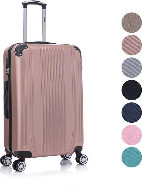 TRALEX - Levante - Medium koffer - 73L - 71x46x26cm - ABS - Harde schaal - Cijferslot - Lichtgewicht - Flexibel - Duurzaam - Stille (rubberen) wielen - Dubbele Spinner-wielen - Ros…