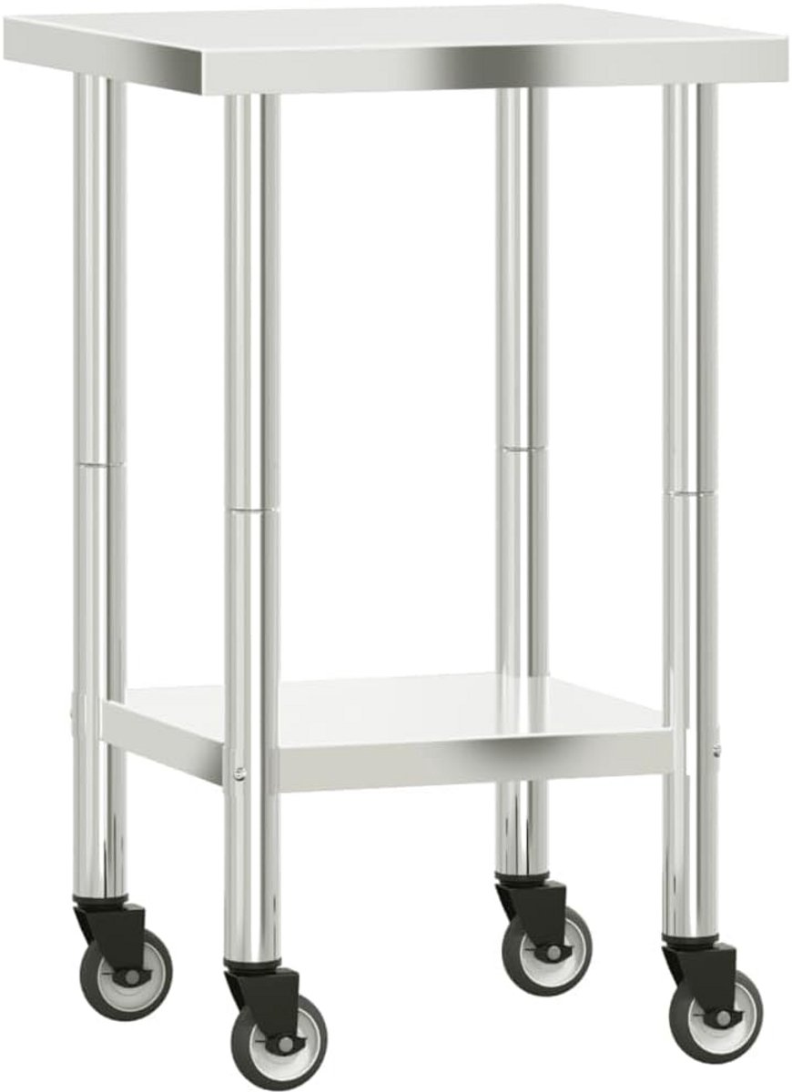 Keukenwerktafel met Wielen - Roestvrij Staal 55x55x85cm