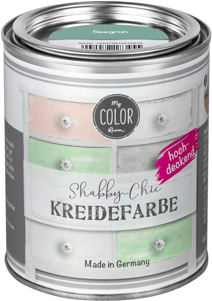 My COLOR Room Shabby Chic Krijtverf - Meubelverf Zonder Schuren - Waterbasis - Zeegroen - 750 ml