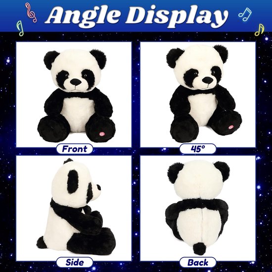 Musical Plush Panda Stuffed Animal Soft Glowing LED Light Up Night Light Toy Singing Lullabies Birthday Christmas Plush Gifts for Kids Boys Girls, 25cm — afbeelding 2