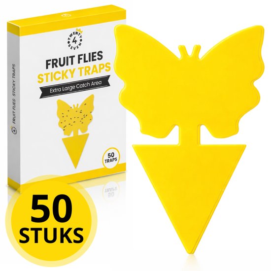 Twenty4seven® Fruitvliegjes Vanger - 50 Plakstrips - Rouwvliegjes Bestrijden - Fruitvliegval & Insectenval tegen Vliegen & Insecten