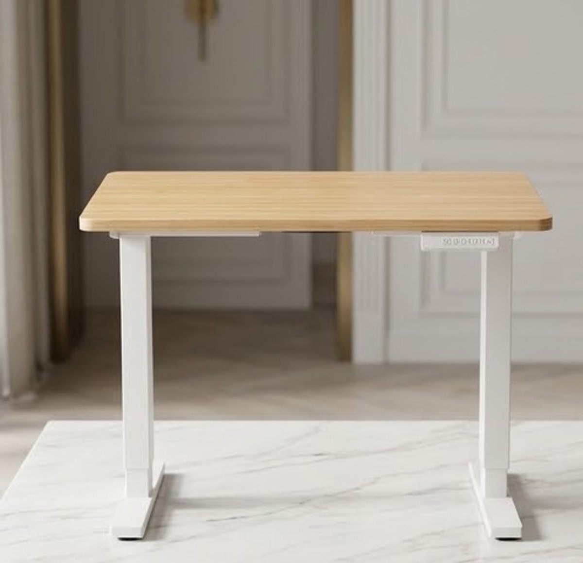 Elektrisch Zit-Sta Bureau 80x48 cm met behuizingsfunctie – Verstelbaar Bureau voor Thuiswerk & Kantoor – Licht Walnoot | Casa Serena – Casa Dorada