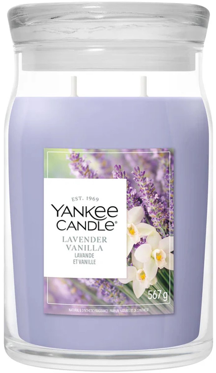 Yankee Candle Lavender Vanilla Large Jar - tot 80 branduren Paars