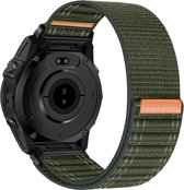 Stravo Nylon Sport Bandje met Klittenbandsluiting – QuickFit 22mm – voor Garmin Fenix 9/9 Pro 47mm, Fenix 8/8 Pro 47mm, Fenix E, Fenix 7/7 Pro, Fenix 6/6 Pro, Epix/Epix Pro Gen 2 47mm & Forerunner 955/965/970 – Groen