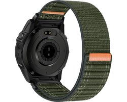 Stravo Nylon Sportbandje met Klittenbandsluiting – QuickFit 22mm – Geschikt voor Garmin Fenix 6 / 6 Pro / 7 / 7 Solar / Epix Gen 2 / Epix Pro 47mm / Forerunner 745 / 935 / 945 / 955 / 965 / 970 / Quatix 7 / 8 / Fenix 8 / 8 Pro – Groen