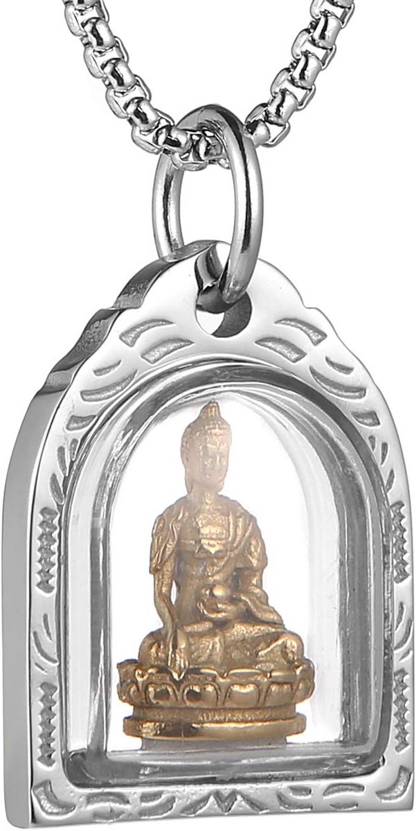 Meditatie Boeddha Ketting met Bidende Hand Hanger voor Heren en Dames