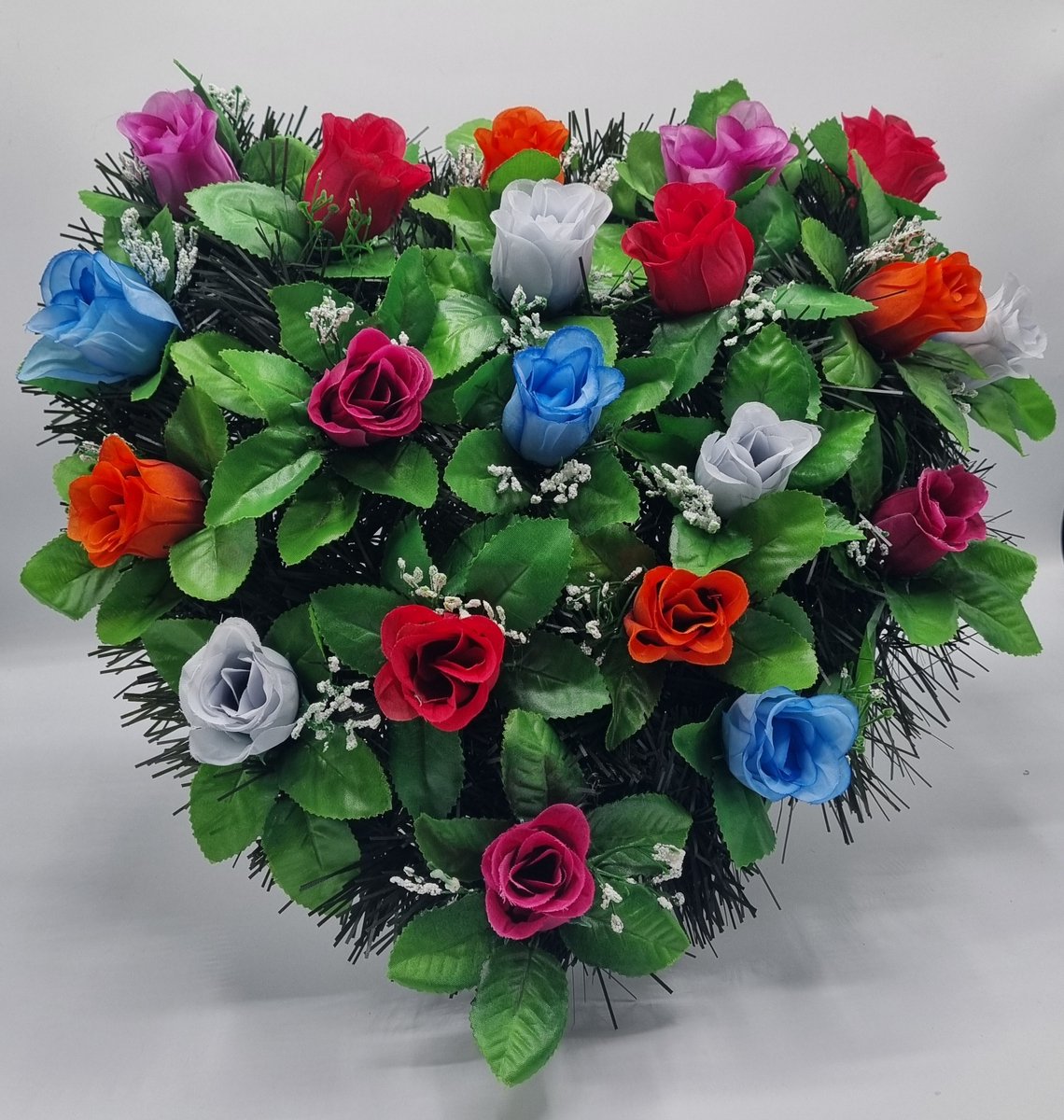 Bloemstuk - W847 - mix - Hart - Roos - 40cm - Verzwaard - Buigzaam - Grafdecoratie