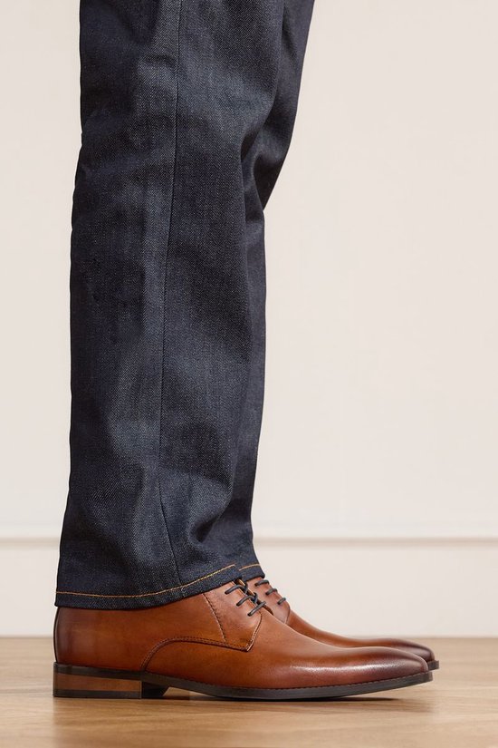Van Lier - Homme - Chaussures à lacets en cuir cognac - Taille 43