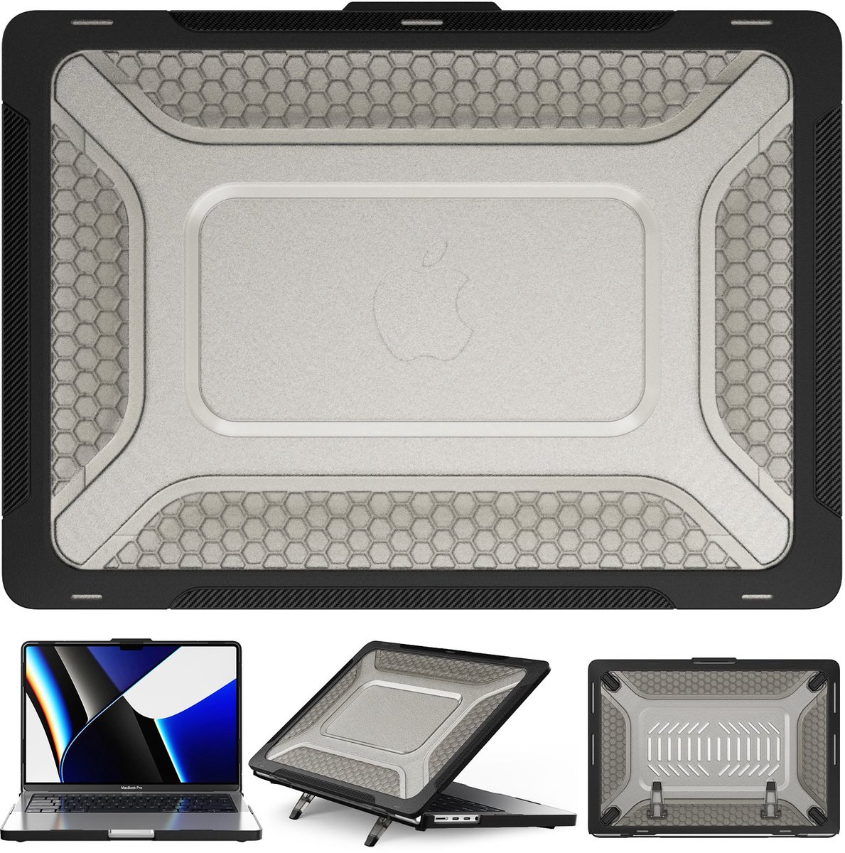 Turtle Shift Laptopcover Shield geschikt voor MacBook Pro 14' inch - 2023 / 2021 - A2442 / A2779 / A2918 / A2992 - Zwart