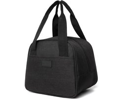 6L Lunchtas voor Vrouwen Mannen Kinderen - Isolatie Koeltas voor Werk School Reizen Picknick - Waterafstotend Oxforddoek - Vouwbaar - Zwart