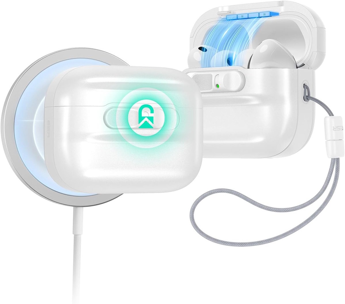Beschermhoes voor AirPods Pro met Veilige Vergrendeling - Wit