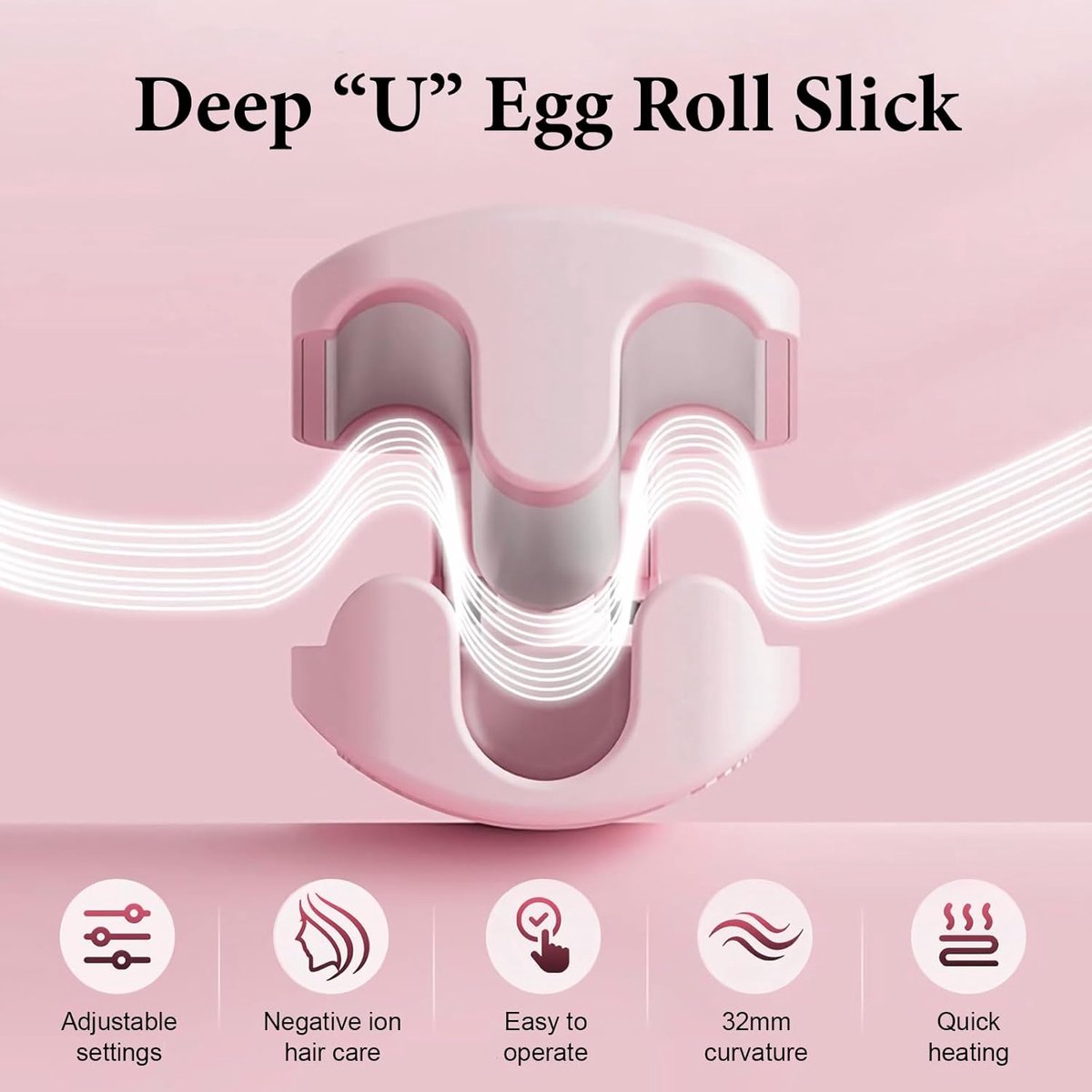 Bernaroq U-Vormige Krultang met 4 Temperatuurinstellingen Roze - afbeelding 3