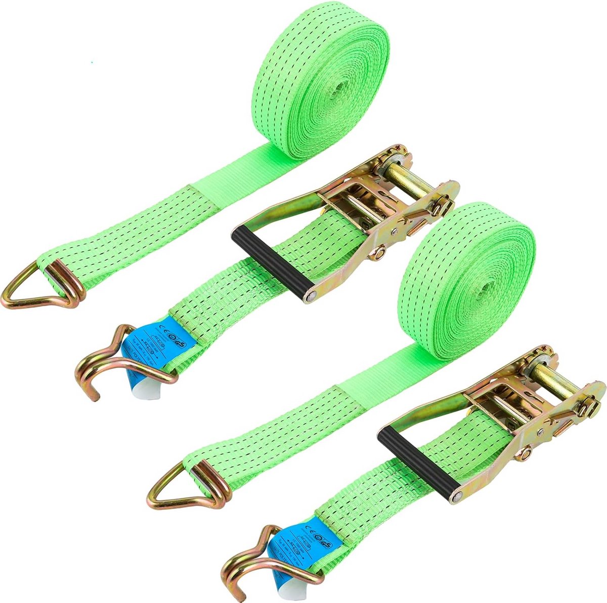 2 Stuks Spanbanden - Met Ratel en Haken - 3 Ton - 10 meter