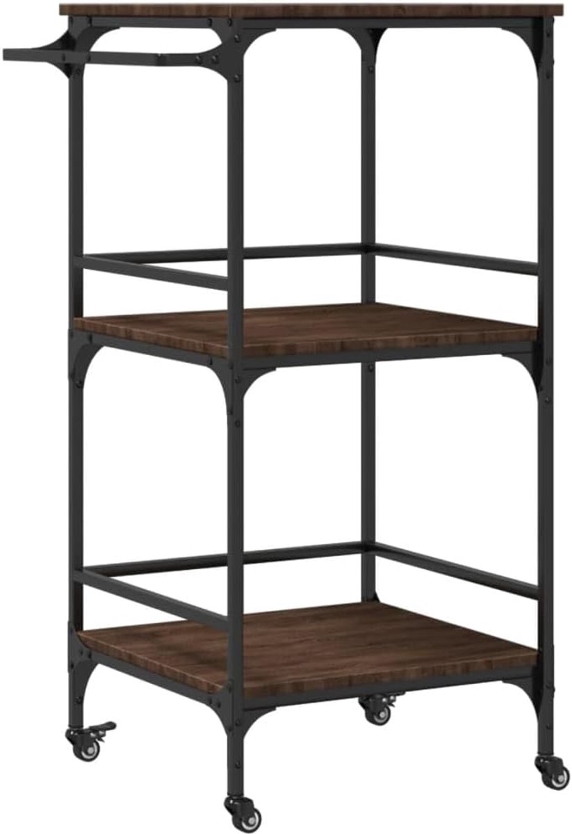 Keukentrolley - Keuken Kar - Extra Opbergruimte - Vintage Tintje - 50x60x105 cm - Bruin Eiken