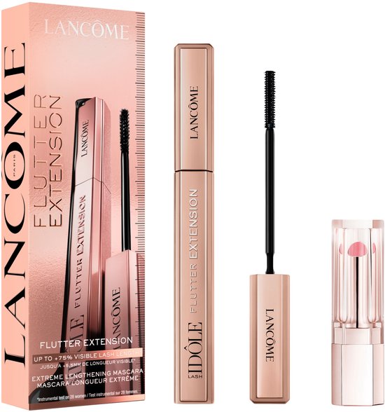 Lancôme Lash Idôle Flutter Extension mascara en mini Lip Idôle Butterglow lippenbalsem in geschenkverpakking.