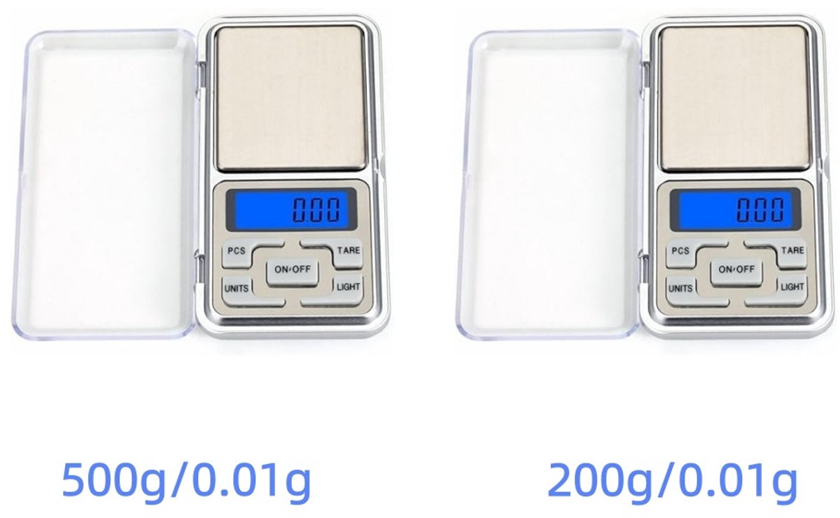 2 stuks - Mini Precisie Keukenweegschaal - Digitale Keukenweegschaal - tot 200 gram+tot 500 gram