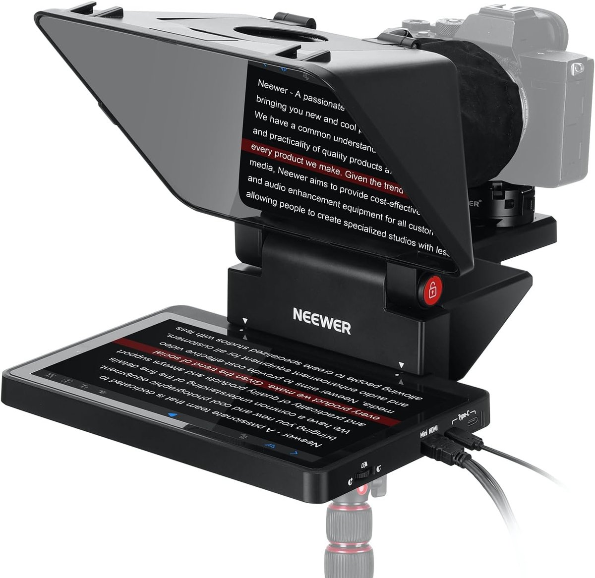 NEEWER X11 2-in-1 Teleprompter 11 Inch met Monitor voor Windows MacOS, Ondersteunt Schermspiegeling, Draagbare Presentatielezer voor Camera Mobiele Telefoon Webcam voor YouTube Twitch Live Streaming Conferentie, X11