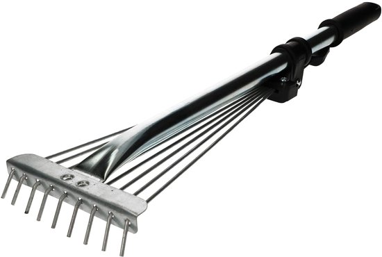 KOTARBAU® Bladhark, Mini Tuinhark, Gegalvaniseerd Staal, 32 cm, Zilver, Verstelbare Bladhark, Handhark, met Telescoopsteel 6-24,5 cm, 9 Tanden, Metalen Hark van Merkloos	 — afbeelding 3