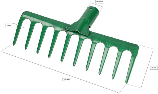 KOTARBAU® Tuinhark, Gazonhark, Bladhark, Metaal, 25,5 cm, Groen, Tuinhark voor Gazon, 10 Tanden, Stevige Hark, Waaierbezem, Robuust Tuingereedschap, zonder Steel van Merkloos	 — afbeelding 3