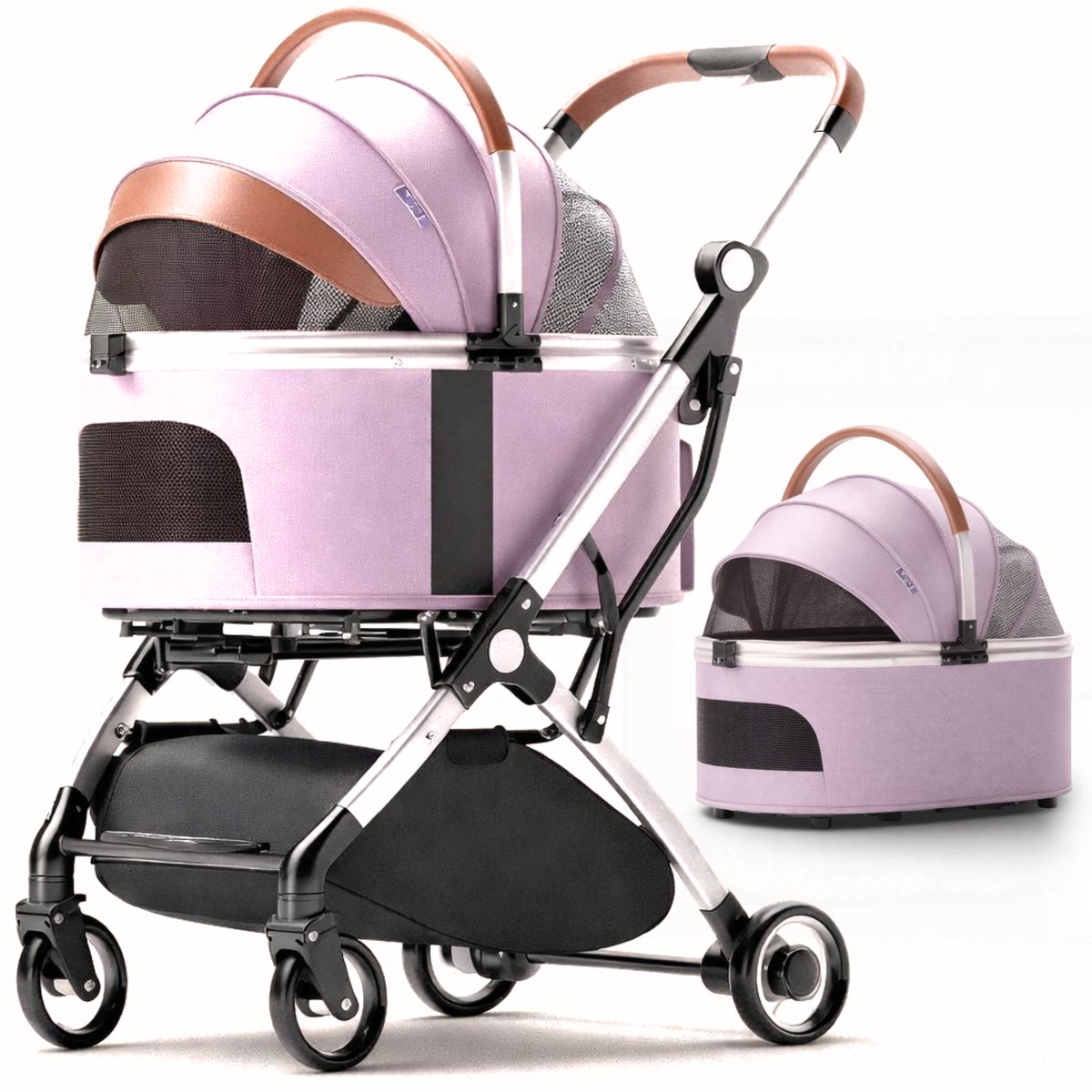 Dogs&Co® Hondenbuggy Pink - Opvouwbaar - Premium banden - RVS - Hond & Kat - Hondenwagen - Huisdierenwagen