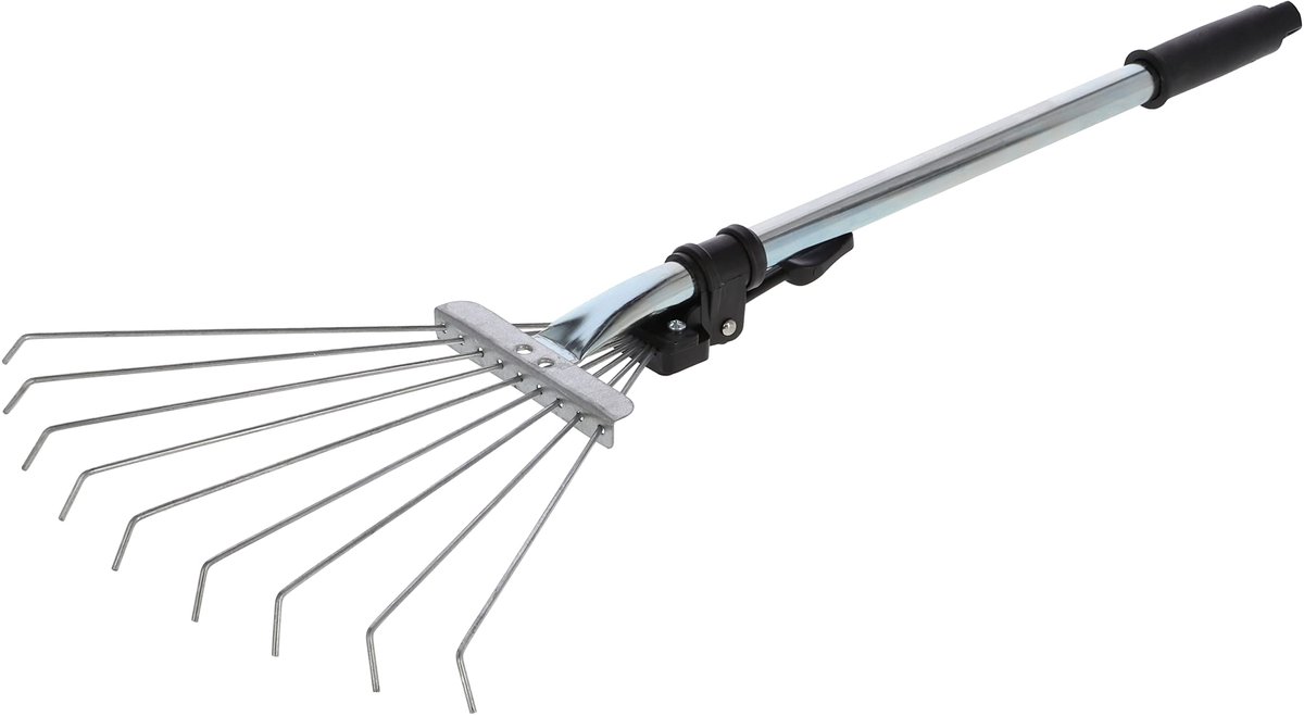 KOTARBAU® Bladhark, Mini Tuinhark, 12-30 cm, Zilver, Verstelbare Bladhark, Handhark, met Steel, 9 Tanden, Metalen Hark, Staaldraad Kunststof