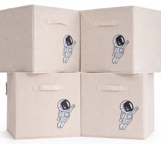 Mangata Cube Opbergdozen 33x33x33 cm, Grote Stoffen Opbergmanden voor Kleding Bins, Mandjes, Speelgoed (Licht Khaki/Crème Wit, 3 stuks