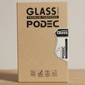 Podec verpakking voor screenprotector, met "GLASS SCREEN PREMIUM TEMPERED PODEC" tekst.