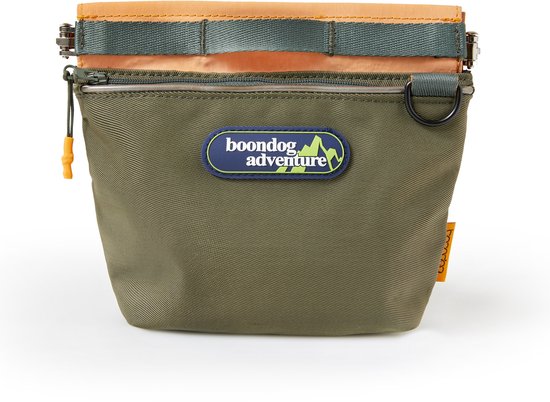 Boondog Beloningszakje Hond - Treatbag & Poepzakhouder - Hexagon Sluiting - Trainingszakje - Waterdicht - Met Riem - Khaki/Orange