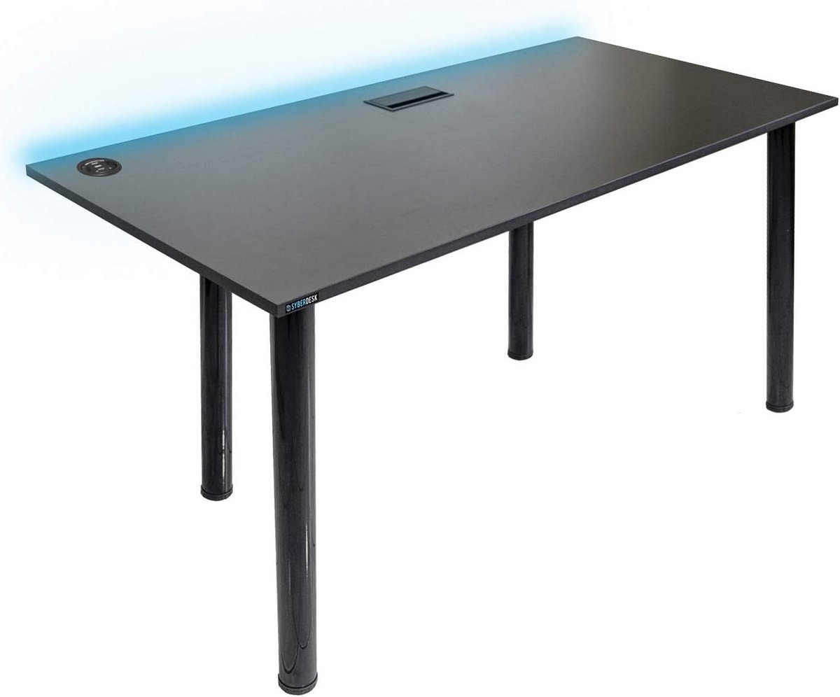 Gaming Bureau met LED Verlichting en USB Poorten - Zwart