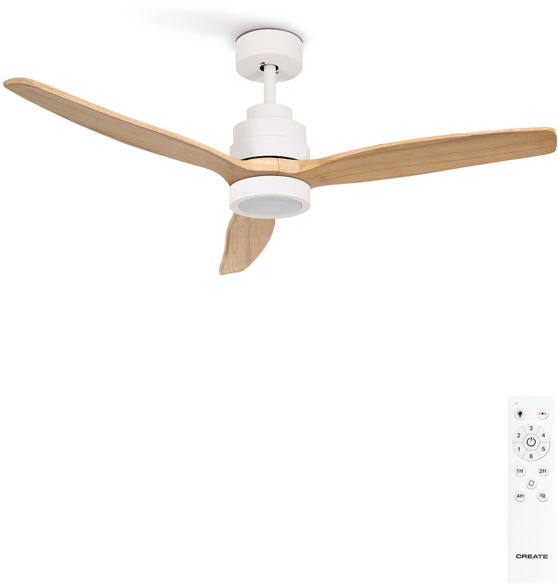 CREATE - Stille plafondventilator van 40 W met technische ABS-bladen, verkrijgbaar in verschillende maten - M - Met licht - Afstandsbediening - WIND STYLANCE