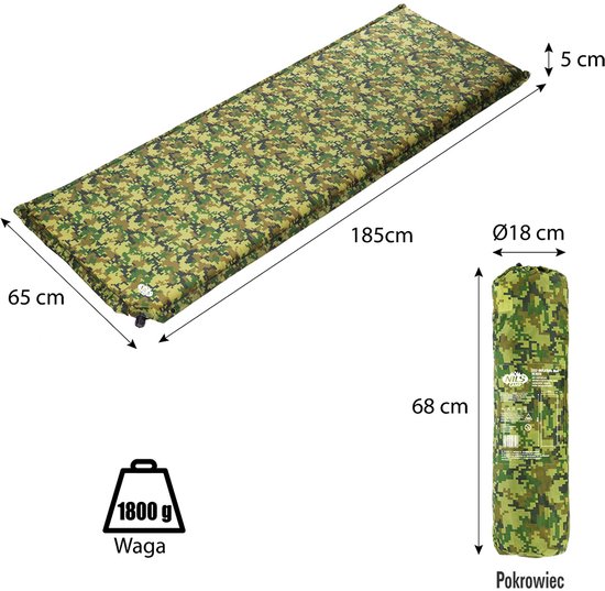 NILS CAMP NC4050 - Zelfopblazende Mat - 185 cm - 65 cm - 5 cm van Merkloos — afbeelding 4