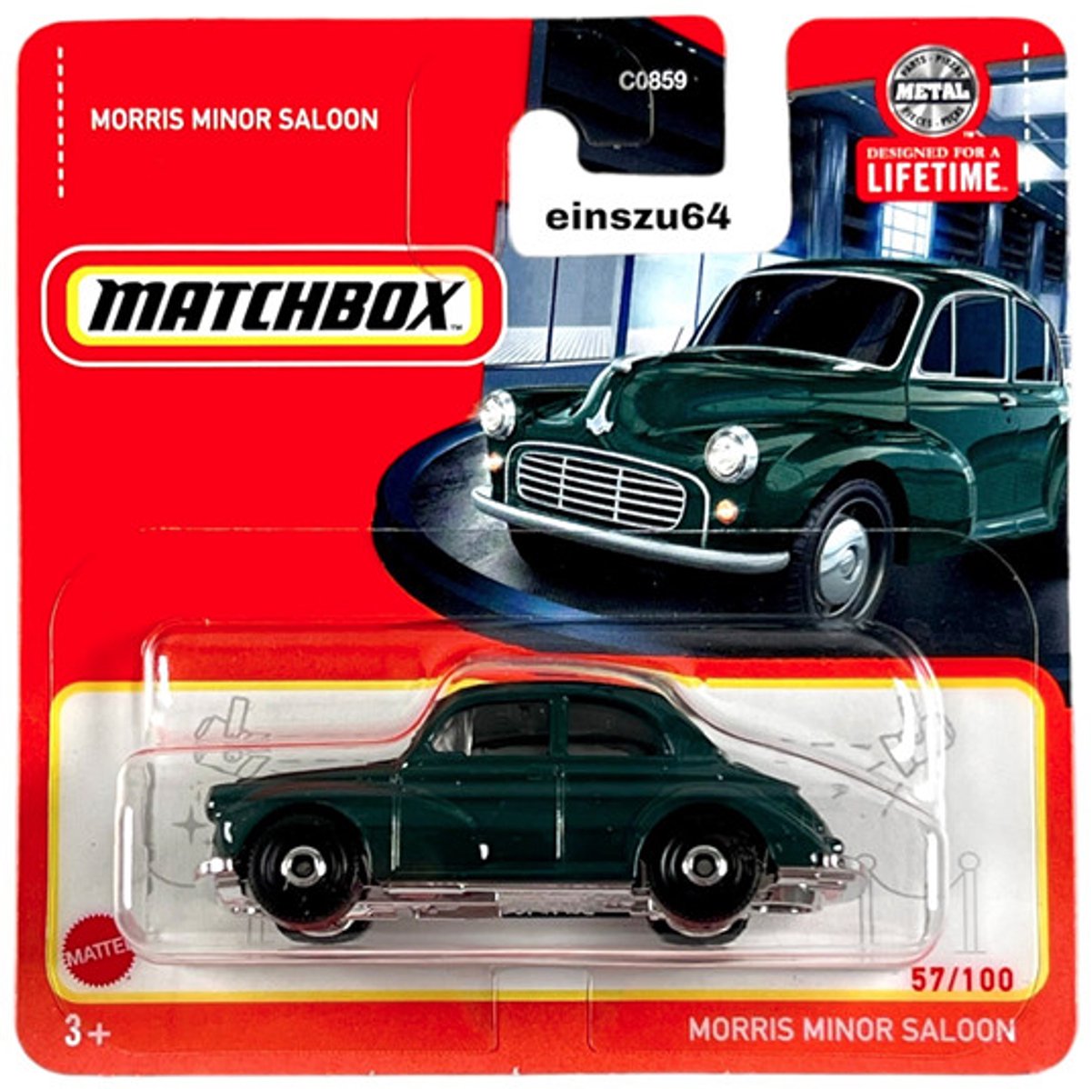 MORRIS MINOR SALOON BRITISH GREEN 57/100 1:64 MATCHBOX