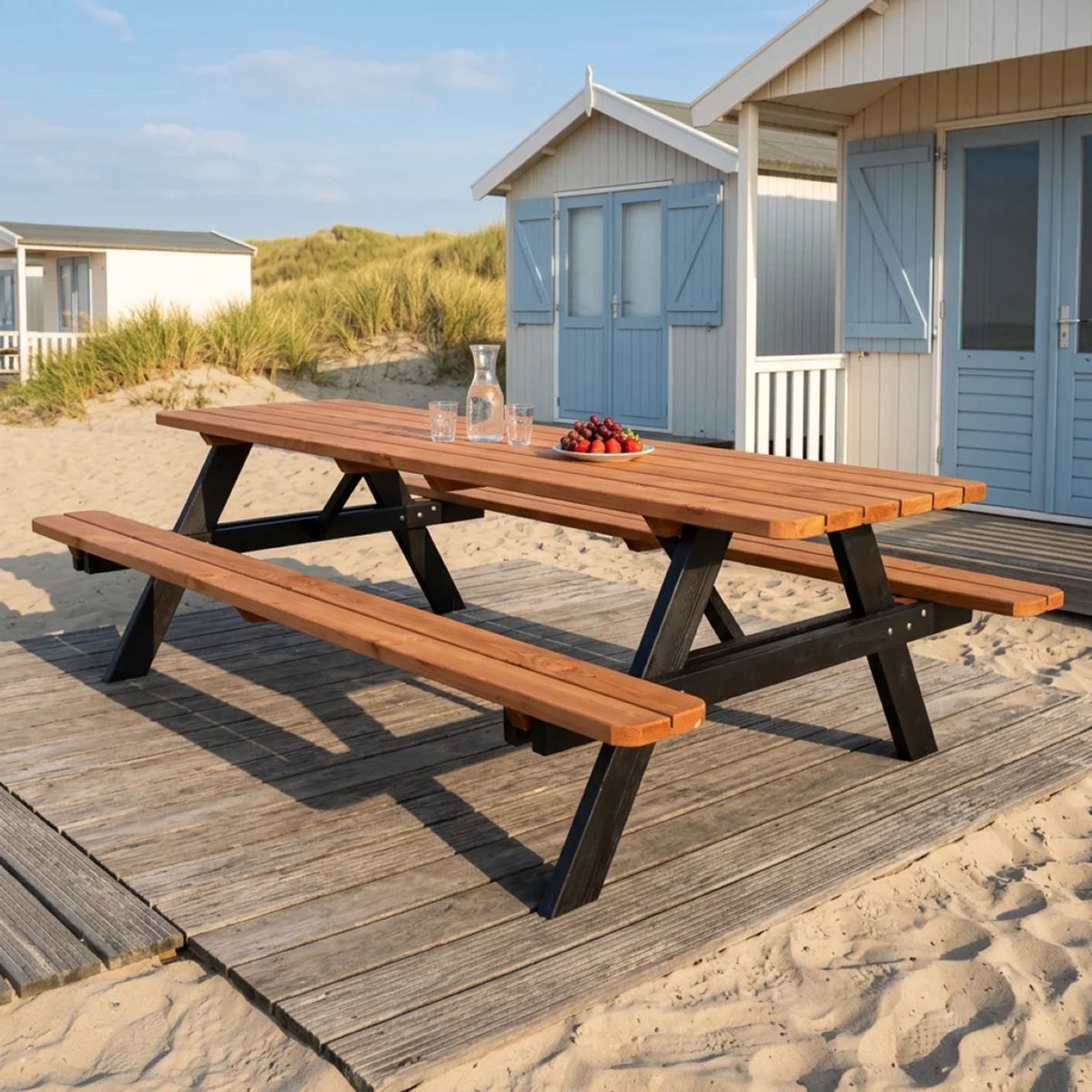 Picknicktafel Deluxe 240cm - Teak/Zwart voor 8 personen