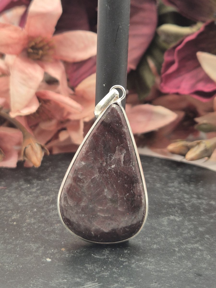 Edelsteen Granaat hanger ingezet in 925 Sterling zilver