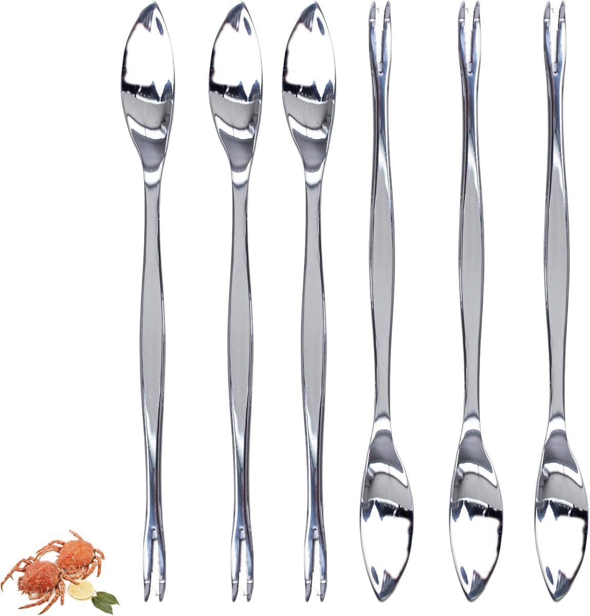 Elegante 6-delige Zeevruchten Bestekset voor Krab, Kreeft en Oesters