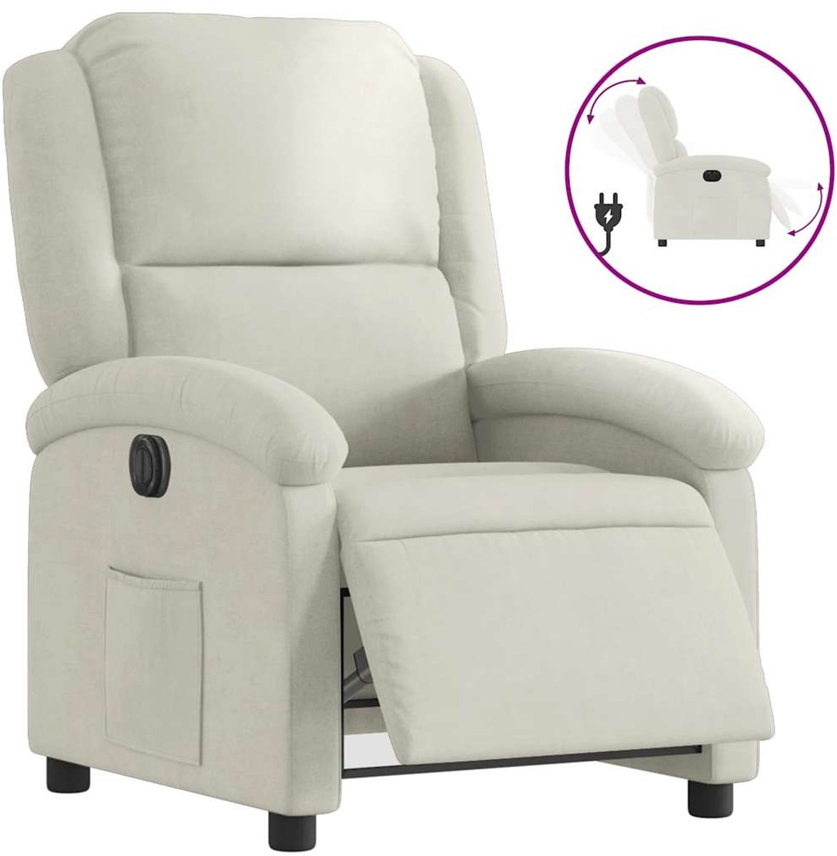 vidaXL - Fauteuil - verstelbaar - elektrisch - stof - crèmekleurig